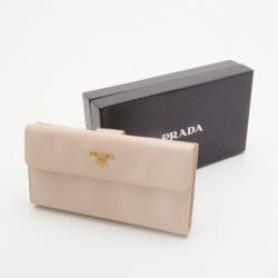 Pre Owned Prada Pink Saffiano Continental Wallet