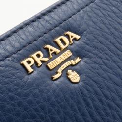 Pre Owned Prada Navy Vitello Daino Continental Wallet