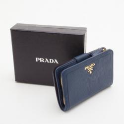Pre Owned Prada Navy Vitello Daino Continental Wallet