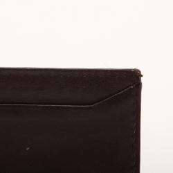 Pre Owned Prada Brown Leather Business Card Holder 