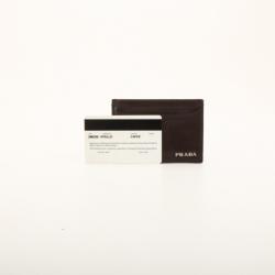Pre Owned Prada Brown Leather Business Card Holder 