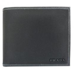 Pre Owned محفظة برادا نايلون أسود طي ثنائي