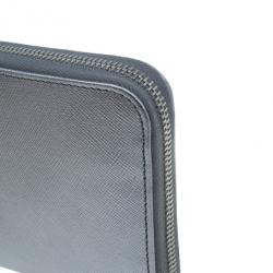 مملوكة مسبقًا Prada Silver Saffiano Zip Around Continental Wallet