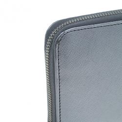مملوكة مسبقًا Prada Silver Saffiano Zip Around Continental Wallet