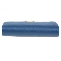 Pre Owned Prada Navy Saffiano Compact Wallet