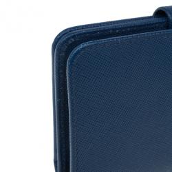 Pre Owned Prada Navy Saffiano Compact Wallet