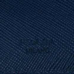 Prada Navy Saffiano Compact Wallet