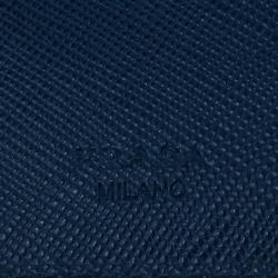 Pre Owned Prada Navy Saffiano Compact Wallet