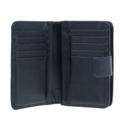 Pre Owned Prada Black Saffiano Leather Compact Lampo Wallet