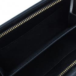 Pre Owned Prada Black Saffiano Leather Compact Lampo Wallet