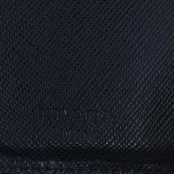 Pre Owned Prada Black Saffiano Leather Compact Lampo Wallet
