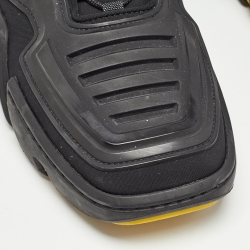 Prada Black/Yellow Techno Fabric and Rubber Low Top Sneakers Size 45