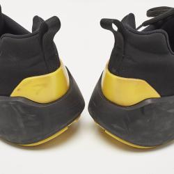 Prada Black/Yellow Techno Fabric and Rubber Low Top Sneakers Size 45