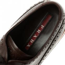 Pre Owned Prada Brown Leather Brogue Sneakers Size 41.5