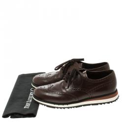 Pre Owned Prada Brown Leather Brogue Sneakers Size 41.5