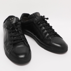 Pre Owned Fendi Black Leather Low Top Sneakers Size 44