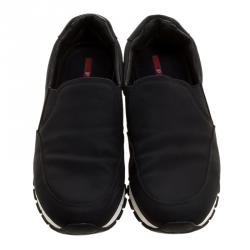 Pre Owned Prada Black Nylon Slip On Sneakers Size 44