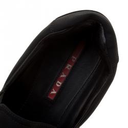 Pre Owned Prada Black Nylon Slip On Sneakers Size 44