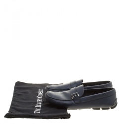 Pre Owned Prada Navy Blue Leather Loafers Size 41