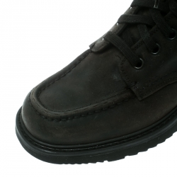 Prada Black Leather High Top Combat Boots Size 41.5