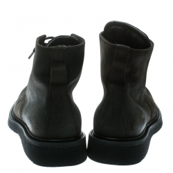 Prada Black Leather High Top Combat Boots Size 41.5