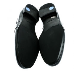 Pre Owned Prada Black Leather Penny Loafers Size 43.5