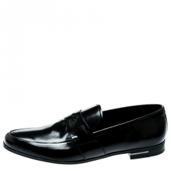 Pre Owned Prada Black Leather Penny Loafers Size 43.5