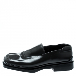 Prada Dark Grey Leather Platform Loafers Size 44