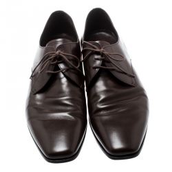 Prada Brown Leather Derby Oxfords Size 43.5
