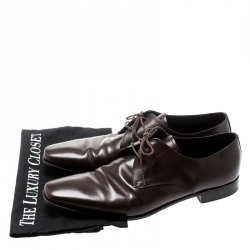 Prada Brown Leather Derby Oxfords Size 43.5