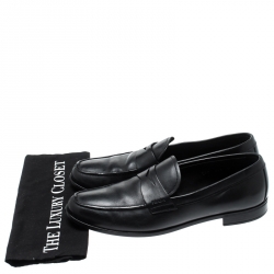Prada Black Leather Penny Loafers Size 43