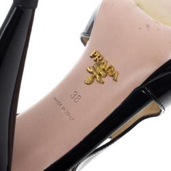 Prada Black Patent Peep Toe Ankle Booties Size 38