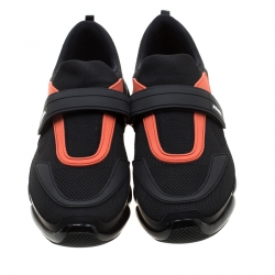 Pre Owned Prada Black Fabric/Leather Cloudbust Slip-On Sneakers Size 41.5