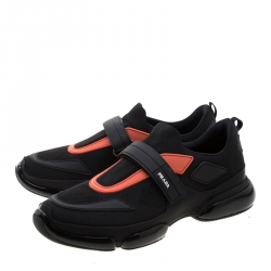 Pre Owned Prada Black Fabric/Leather Cloudbust Slip-On Sneakers Size 41.5