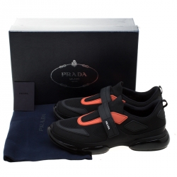 Pre Owned Prada Black Fabric/Leather Cloudbust Slip-On Sneakers Size 41.5