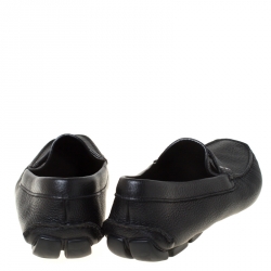 Pre Owned Prada Black Leather Penny Slip On Loafers Size 43.5