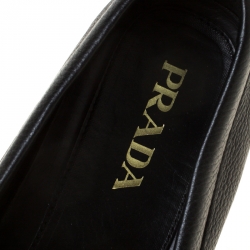 Pre Owned Prada Black Leather Penny Slip On Loafers Size 43.5