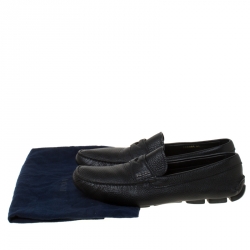 Pre Owned Prada Black Leather Penny Slip On Loafers Size 43.5