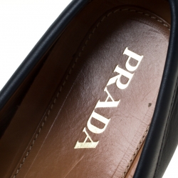 Pre Owned Prada Blue Leather Slip On Loafers Size 43.5