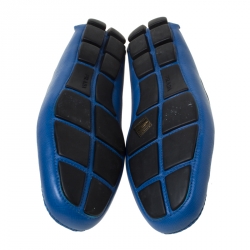 Pre Owned Prada Blue Saffiano Leather Penny Loafers Size 44.5