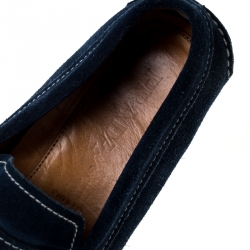 Pre Owned Prada Blue Suede Penny Slip On Loafers Size 42