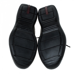 Pre Owned Prada Black Leather And Mesh America's Cup Lace Up Sneakers Size 43.5
