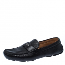 Prada Black Leather Slip On Loafers Size 43.5
