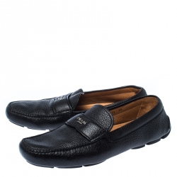 Prada Black Leather Slip On Loafers Size 43.5