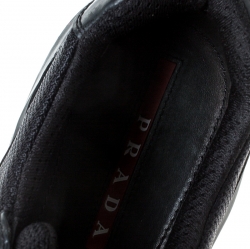 Prada Sport Black Leather And Mesh Lace Up Low Top Sneakers Size 42
