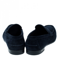 Prada Navy Blue Suede Loafers Size 40.5