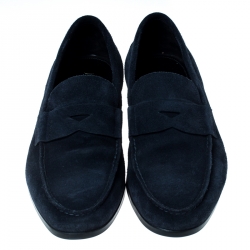 Prada Navy Blue Suede Loafers Size 40.5