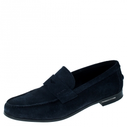Prada Navy Blue Suede Loafers Size 40.5