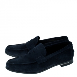 Prada Navy Blue Suede Loafers Size 40.5