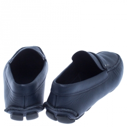 Pre Owned Prada Blue Leather Penny Slip On Loafers Size 42